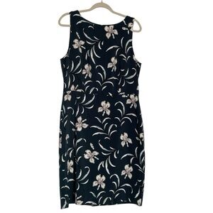 Ann Taylor Factory Dark Green Iris Floral Print Sheath Dress Size 14